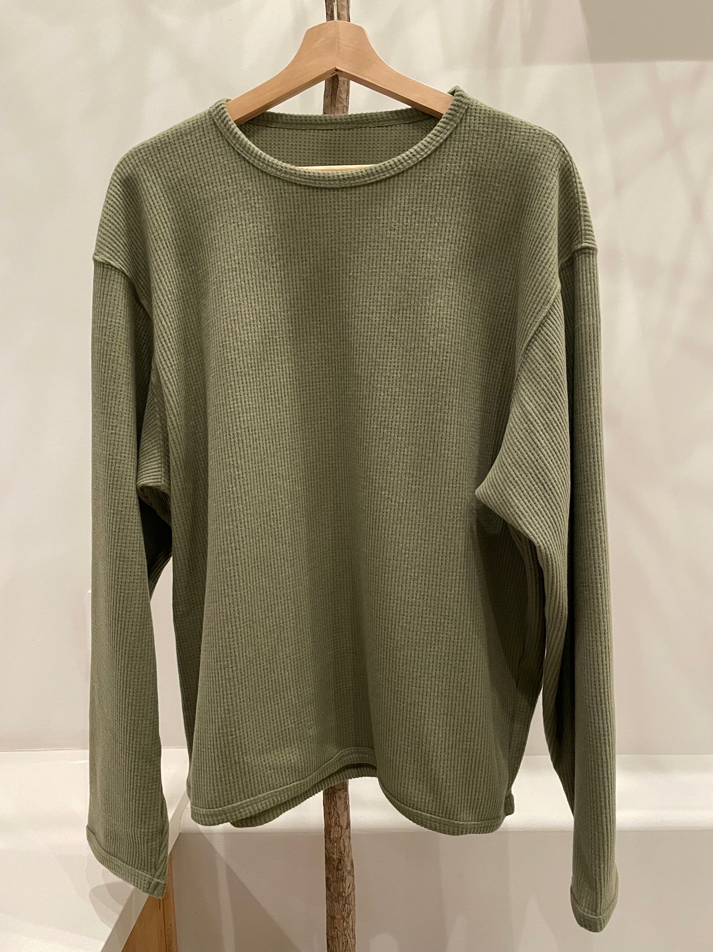 Waffle Terry Long Sleeve Top (Sage)