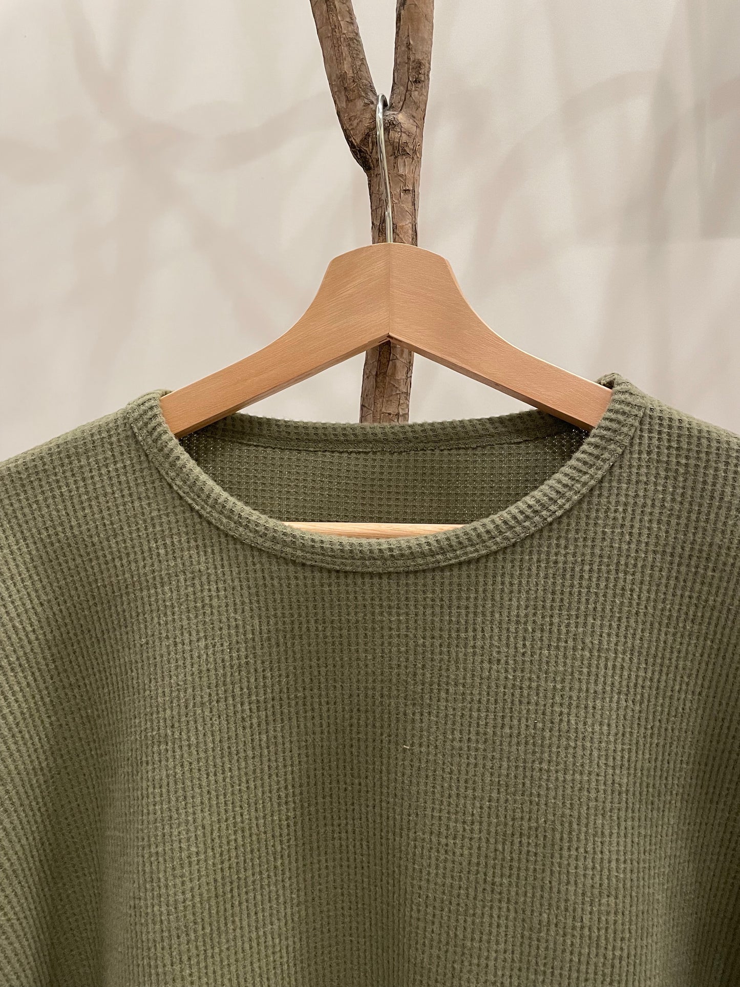 Waffle Terry Long Sleeve Top (Sage)